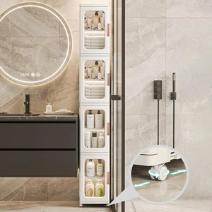 Slim Tall Bathroom Storage Cabinet with Doors and Shelves, 4-Tiers Narrow Bathro - Picture 1 of 7