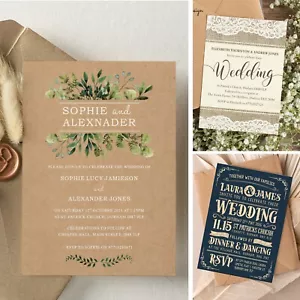 Personalised Wedding Invitations - Evening Invites with Envelopes (W1) - Picture 1 of 34