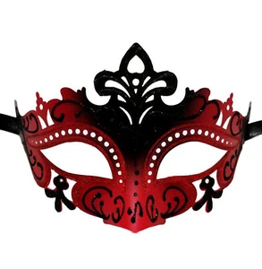 Sexy Black and Firey Red Laser Cut Mardi Gras Masquerade Mask - Picture 1 of 2