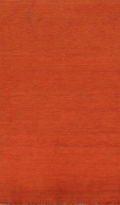 Contemporary Gabbeh Solid Design Wool Orange Rug Perfect for Any Space 3x6 - Image 1 of 4