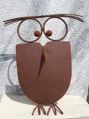 Verrückte EULE Uhu 3D Höhe 43cm Edelrost Rost Rostfigur Metall Figur Tier Vogel - Bild 1 von 4