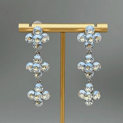 Kleeblatt Ohrringe mit Smaragd Swarovski Kristall  Baumeln Ohrringe Hochzeit - Bild 1 von 4