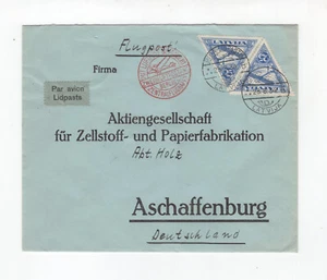 1934 Latvia airmail cover with pair of airmail triangle Stamps blue 25 S. - Picture 1 of 1