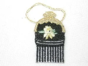 2 Vintage Purse Black Embroidered Iron On Patches 1.38 Inches - Picture 1 of 1