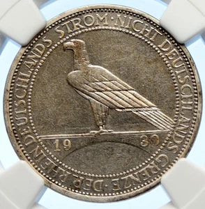1930 A Weimar Germany LIBERATION OF RHINELAND Silver 3 R-Mark Coin NGC i106337 - Picture 1 of 5
