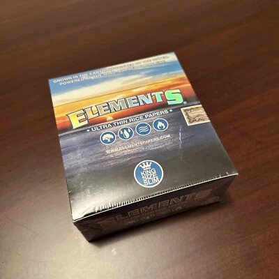 Caja completa de 50 paquetes de papel de liar de arroz ultra fino delgado Elements King Size Foto 1 de 4
