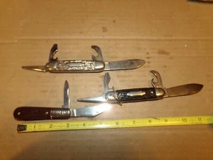 3 Vintage Imperial Single 3 Blade Pocket Knifes Utility & Barlow USA - Picture 1 of 3
