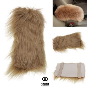 Center Console Armrest Cushion Trim Pad Cover Brown Universal Fit Women Furry - Picture 1 of 6