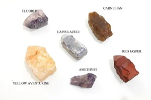 6 Stück Natürliche Kristall Heilung Reiki Chakra Stein Ungeformt und Rohform Beutel - Bild 1 von 9