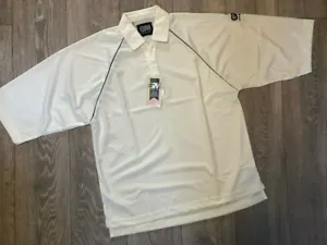 Mens GM TEKNIK Cricket polo T shirt top cream lemon ivory NEW Size medium L XL - Picture 1 of 3