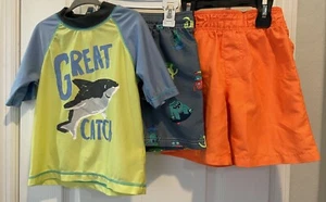 Lot Of 3 Boys Size 4/4T Swim Shorts Trunks Rashguard Carter's OP - Picture 1 of 24