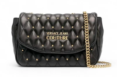 VERSACE JEANS COUTURE WOMEN TOP HANDLE SHOULDER BAG BLACK CHAIN AUTHENTIC - Image 1 of 4