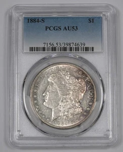 1884-S Morgan Silber Dollar 1 $ PCGS AU53 San Francisco Mint - Bild 1 von 2