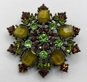 Broche Vintage Forma Copo de Nieve Colores Otoño Estrás - Imagen 1 de 7