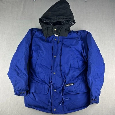 Chaqueta de Ganso Triple F.A.T De Colección Para Hombre Talla S Azul Capucha Pato Plumón Abrigo Cremallera A Presión Foto 1 de 4