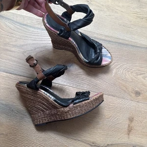 All Saints Black Wedge Sandals Espadrille Y2K Bohemian Platform Knot size UK6/39 - Picture 1 of 12