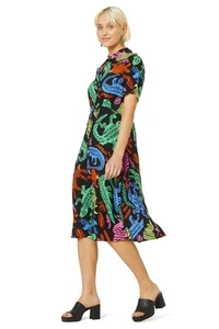 GORMAN Wildlife Dress Colourful Animals Shirt Smock Bright Crocodile Sz 16 Black - Picture 1 of 15