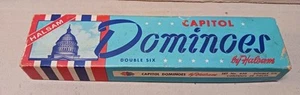 Vintage 50s Capitol Dominoes By Halsam Double Six Set No. 630 28 Pieces Complete - Picture 1 of 3