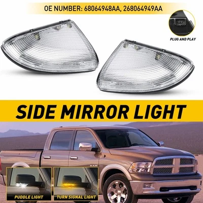 Luz de ajuste del espejo retrovisor delantero derecho izquierdo Dodge Ram 1500 2009-13 2014 D Foto 1 de 4