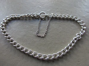 PRETTY ANTIQUE VINTAGE 925 STERLING SILVER CURB & SAFETY CHAIN CHARM BRACELET UK - Picture 1 of 5