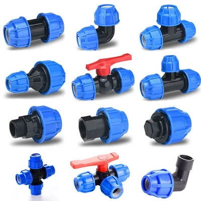 PP Fitting Klemmverbinder Verschraubung PE Rohr Kupplung Winkel T-Stück 20-63mm - Bild 1 von 4