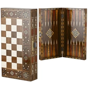 Premium Handgefertigtes Backgammon Brett 20 Zoll Intarsien Massivholz Weihnachten Weihnachtsgeschenk 🎁 - Bild 1 von 13