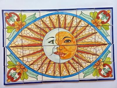 MURAL AZULEJO CERÁMICA 25" mosaico talavera mexicano salpicadero pintado a mano Foto 1 de 4
