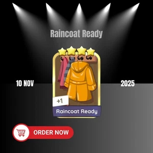 RAINCOAT READY MONO_POLY_GO STICKERS 4⭐⭐⭐⭐ GOLDEN BLITZ EVENT (SET 15) - Picture 1 of 1