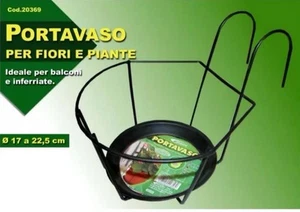 Fioriera balconiera portavaso rotondo da balcone per ringhiera 17 a 22 cm ferro - Foto 1 di 1