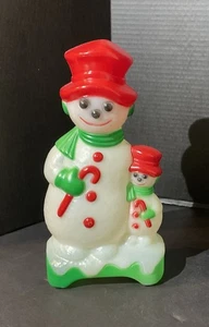 Vintage Carolina Enterprises 1976 soffiaggio stampo Natale pupazzo di neve e neve bambino rosso - Foto 1 di 11