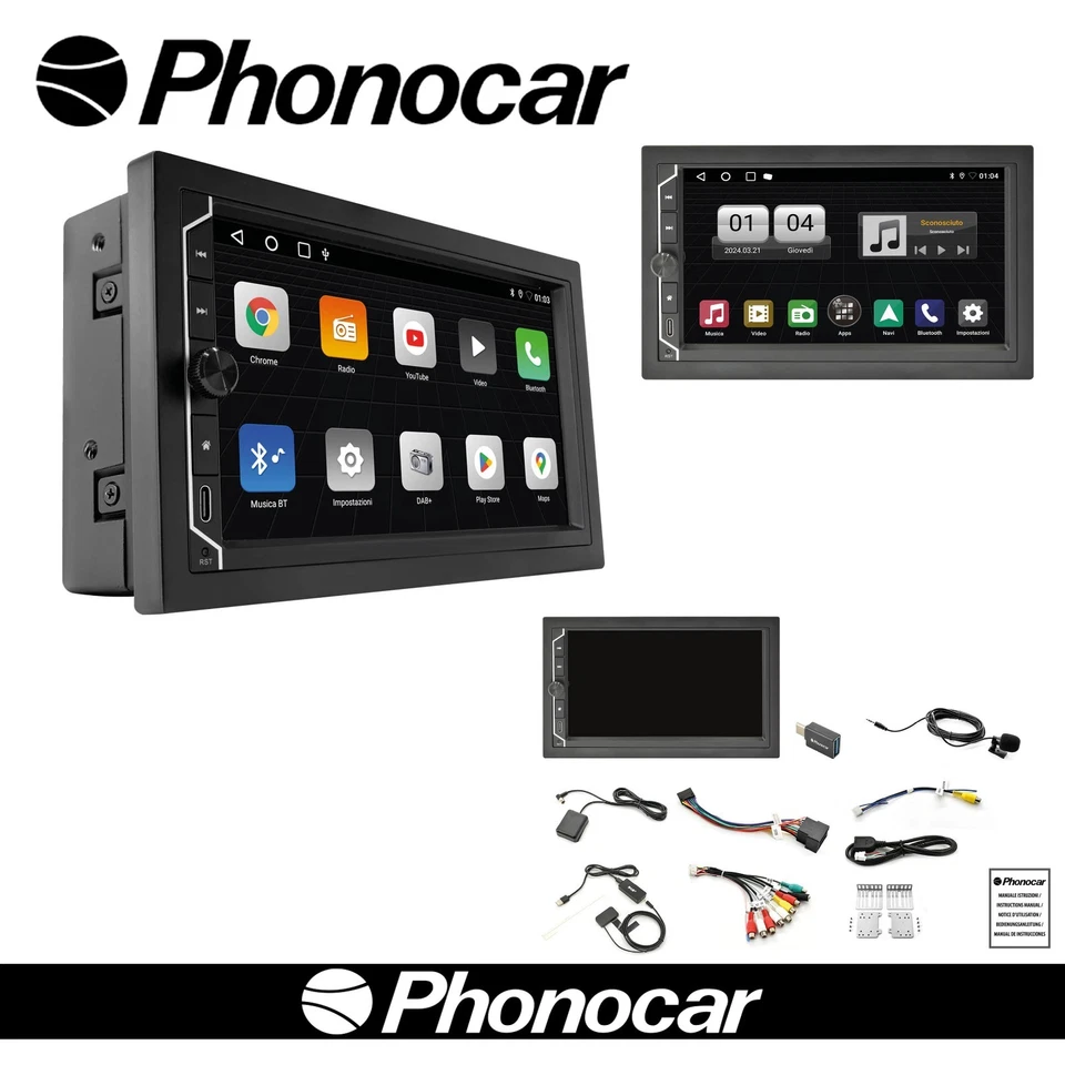 Phonocar VM003 Autoradio 2 DIN COMPATTA Android 12 Full HD Radio DAB MA