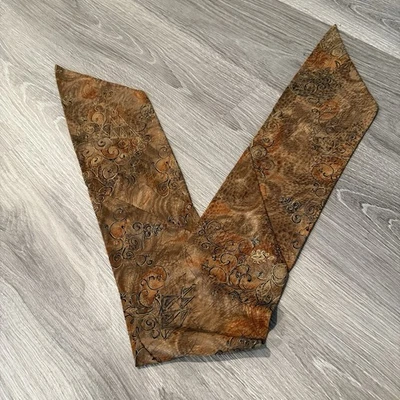 Cachecol feminino Art Deco marrom design abstrato estampa clássica chique pescoço bolsa cabeça - Imagem 1 de 4