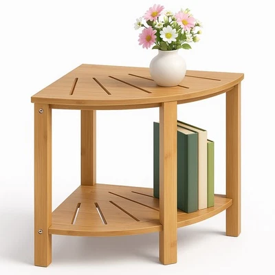 Scaffale in Legno Bambù 40x40 H 43 cm Multiuso 2 Ripiani Camera Ingresso Bagno - Immagine 1 di 4