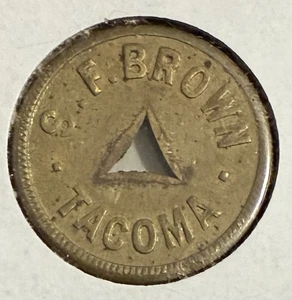 S. F. Brown Tacoma Washington Good For 5¢ Brass Trade Token 22mm TC-37193 - Picture 1 of 2