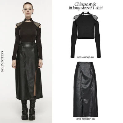 PUNKRAVE Para Mujer Steampunk Manga Larga Prendas para el torso Gótico Hombro Descubierto Slime Calce Camisa Foto 1 de 4