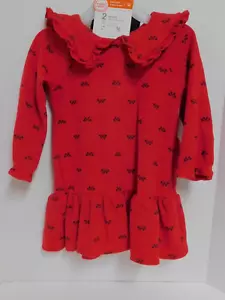 Toddler 18 Month Girls Red Sweater Dress W/ Black Footed Tights - Picture 1 of 5