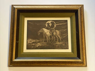 Mary Lehman Etching Bandit Bandito Cowboy Mexican Western Men On Horses Listed - Image 1 of 4