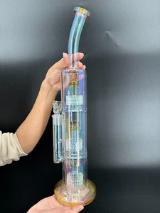 16in Heavy Thick Glass Bong Water Pipe Hookah Bongs with Skull catcher Yellow - Picture 1 of 14