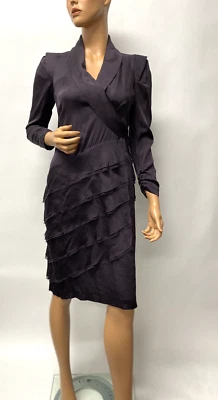 Vestido púrpura bcbgmaxazria pasarela talla 4 asimétrico %100 capas de seda berenjena Foto 1 de 4