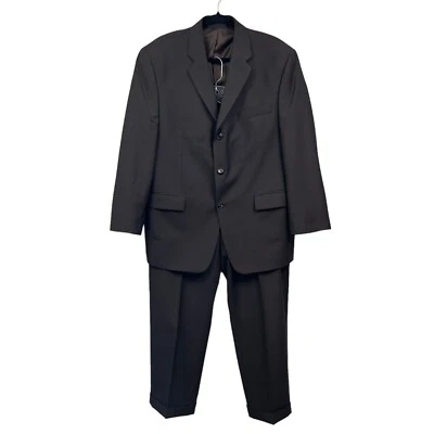 Calvin Klein Lord Taylor 2 件套羊毛 3 按钮单通风棕色男式 42 S 码 — 第 1/4 张图片