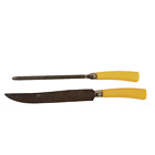 Vintage Bakelite Handle Stainless Steel Blade Knife and Sharpening Honing Rod