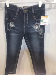 Healthtex 5T Fit Girls Classic Dark Wash Denim Jeans Adjustable Waist - Picture 1 of 9