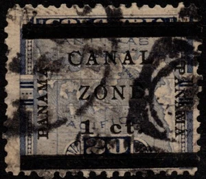 Canal Zone Stamp Scott # 16a Used F-VF - 1 Cent on 20 Cents Surcharged Map Issue - Picture 1 of 1