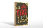 Holzschild Camping 20x30 cm use fire with caution! Holz Deko Schild wooden sign
