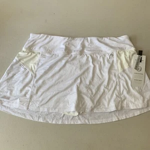 Head Women’s White+Cream Stripe Workout Skirt+Shorts (Skort) Moist Wick XL #122 - Picture 1 of 4