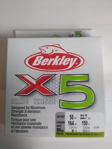 Berkley 1486718 X5 Braid Low-Vis Green 165yd 50lb Fishing Line Filler Spool - Picture 1 of 3