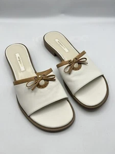 Easyspirit Women’s White And Tan Leather Slide On Sandals Size 8.5N - Picture 1 of 8