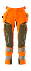 Mascot Accelerate Safe Trousers with Holster Pockets - Hi-Vis Orange/Moss Green