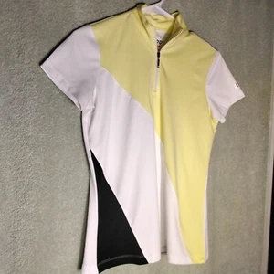 Izod Perform X Cool Fx Womens Polo shirt Size XS White Yellow Colorblock  zip - Picture 1 of 12