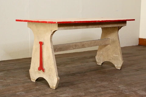Vintage masonic lodge white dining room wood table farm kitchen industrial Cover
